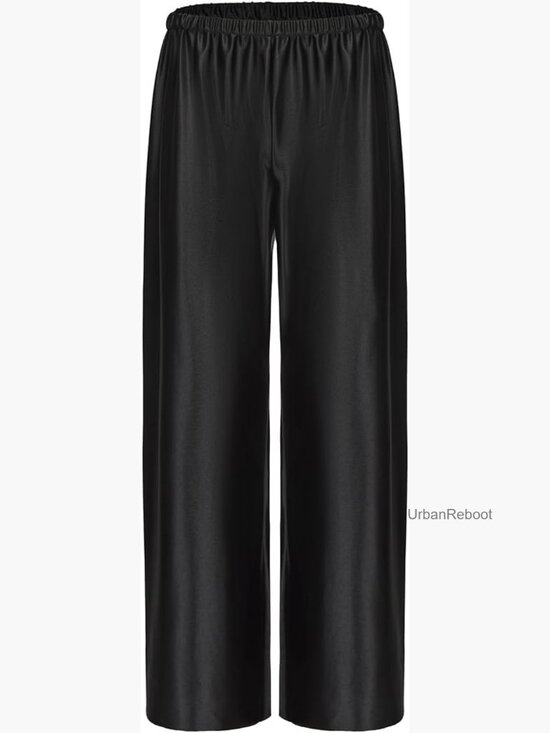 Pants - Satin Wide Leg Dress Pants High Waisted Elastic Trousers